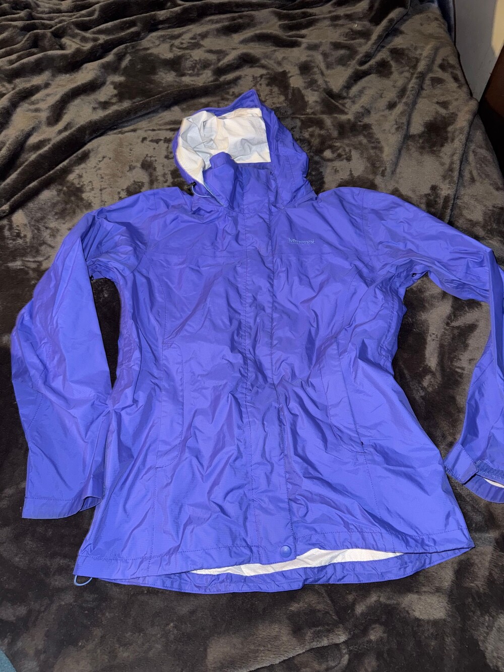 Marmot Rain Jacket Large Blue Lightweight Hooded Waterproof